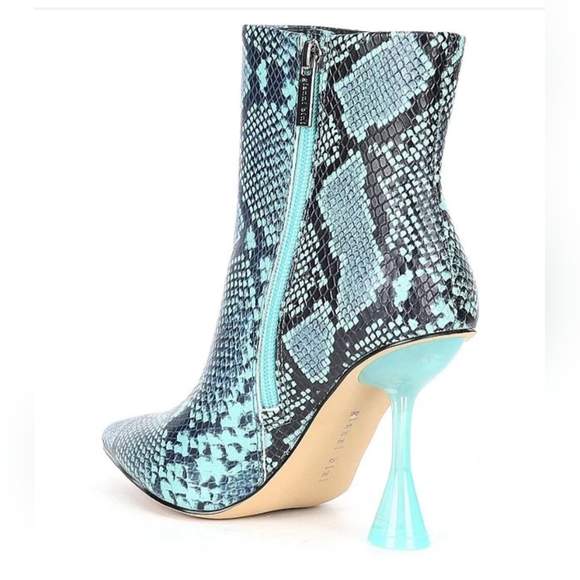 Fawlie snakeskin leather boots Blue Black Clear Flared heel Gianni Bini 8 Ankle - Picture 3 of 8